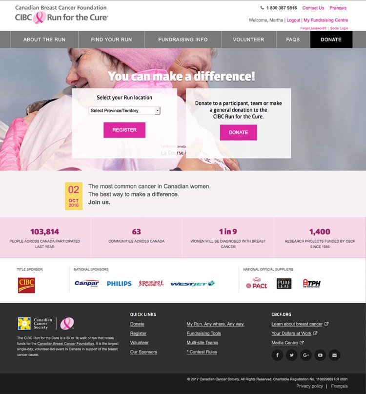 CIBC Run for the Cure website