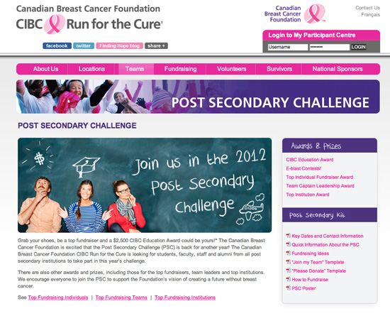 CIBC Run for the Cure website